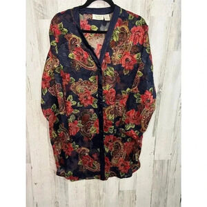 Victoria's Secret Pajama‎ Top Red Blue Medium/Large Vintage Gold Label